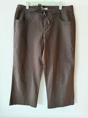 Marvin Richards Brown Linen Viscose Wide Leg Pants | Classic Summer | Size 14